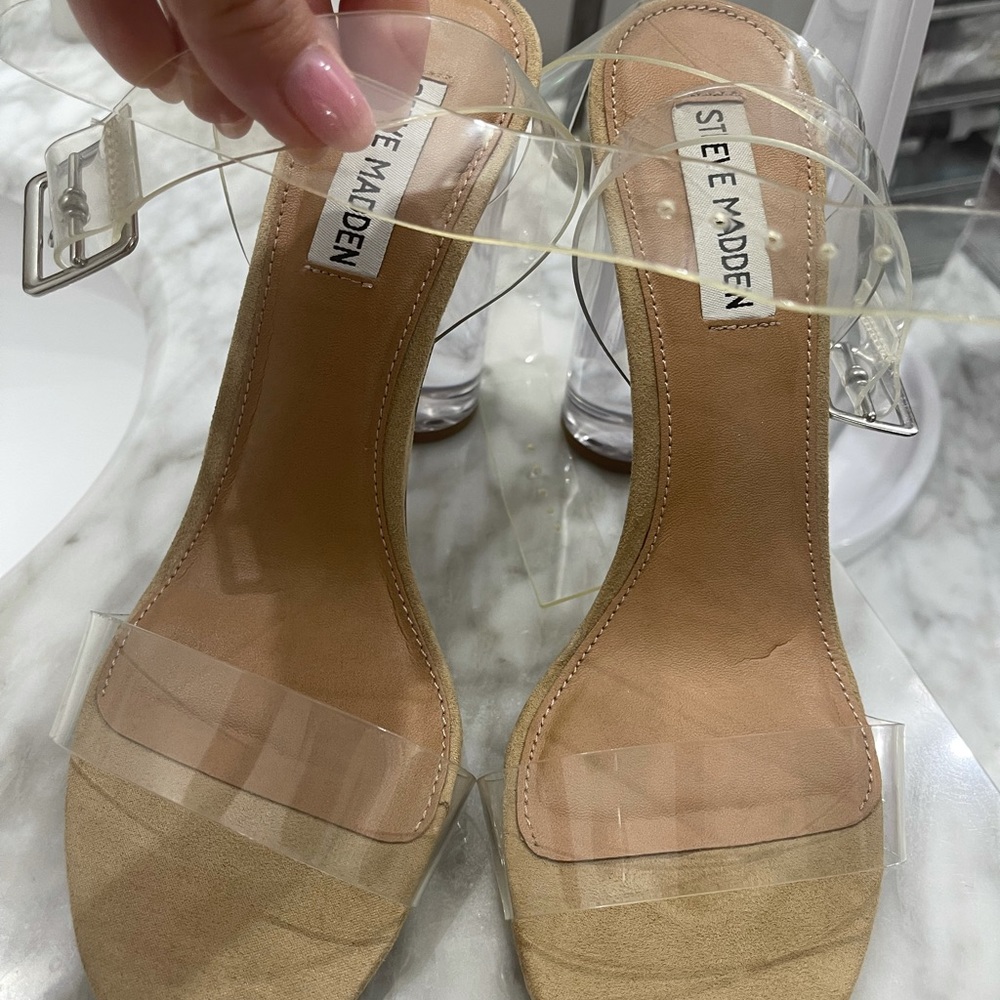 Steve Madden clear wrap strap heel never worn